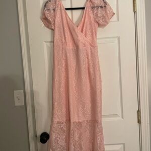 Elegant Pink Lace Dress